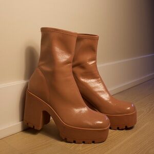 Call It Spring Chunky Heel Pink Ankle Boots